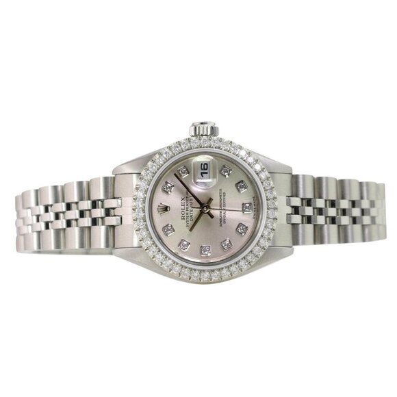 ROLEX DATEJUST SILVER DIAMOND DIAL 1.15CT DIAMOND STEEL JUBILEE WATCH 26MM 69174 main image 6